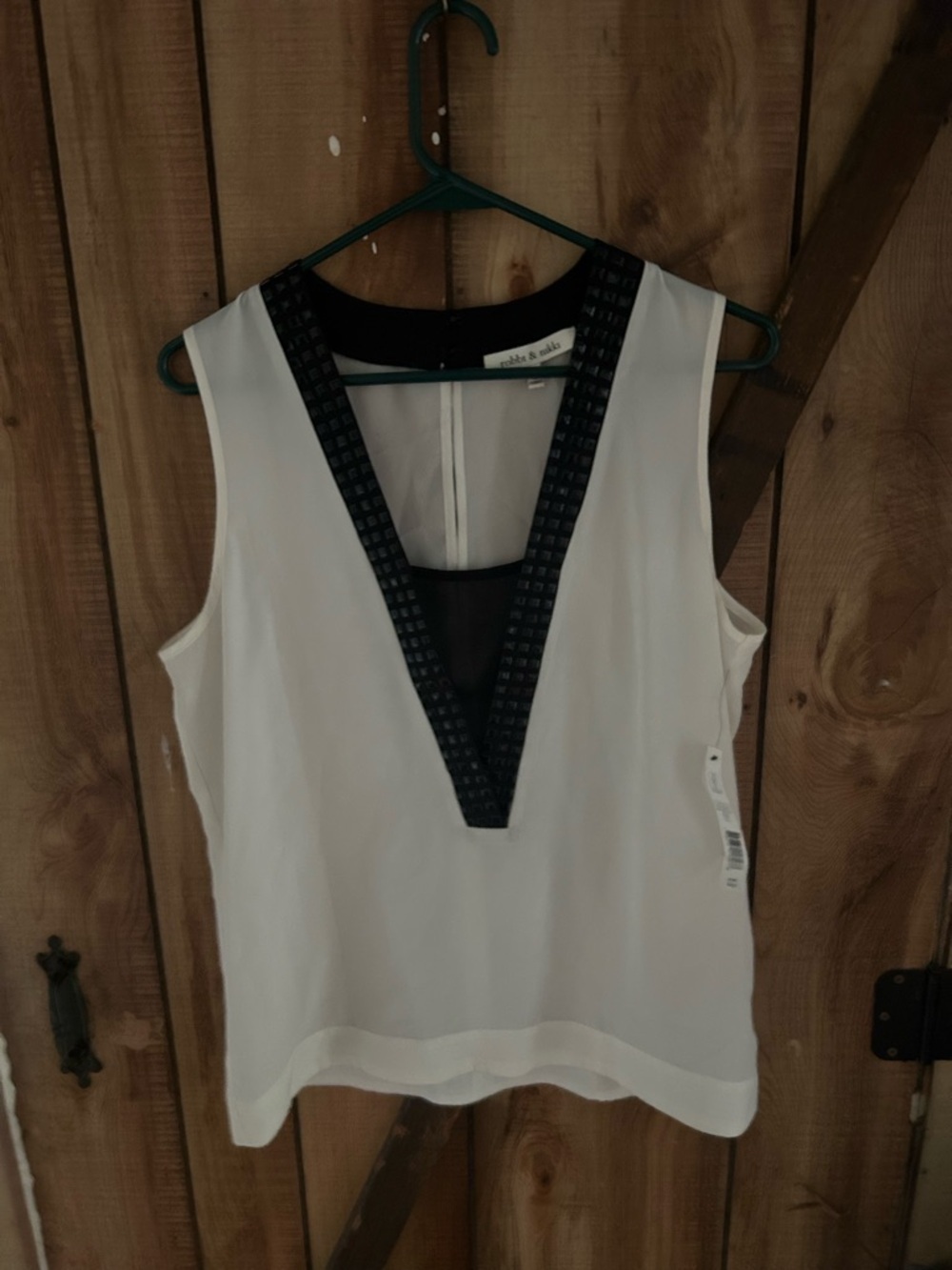 NWT Robbi&Nikki Sheer Sleeveless Top Ivory Elegant Neutral Layering
